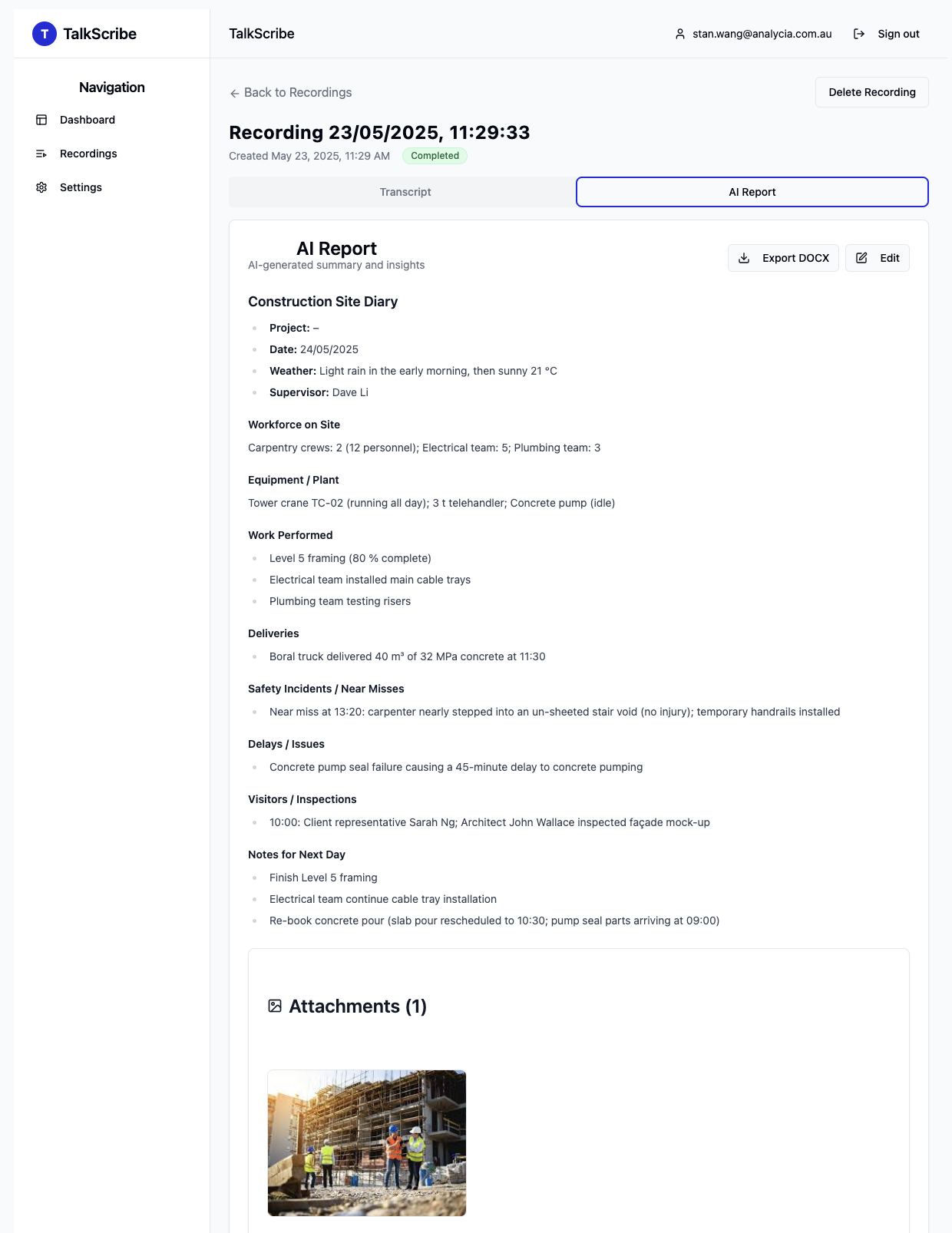 Talkscribe - Erstellen formelle Berichte, ohne einen Finger zu heben Medien 5