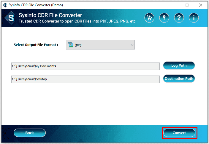 Sysinfo CDR Dosya Dönüştürücü - Coreldraw CDR'yi Windows ve Mac'te PDF, JPEG vb. medya 6