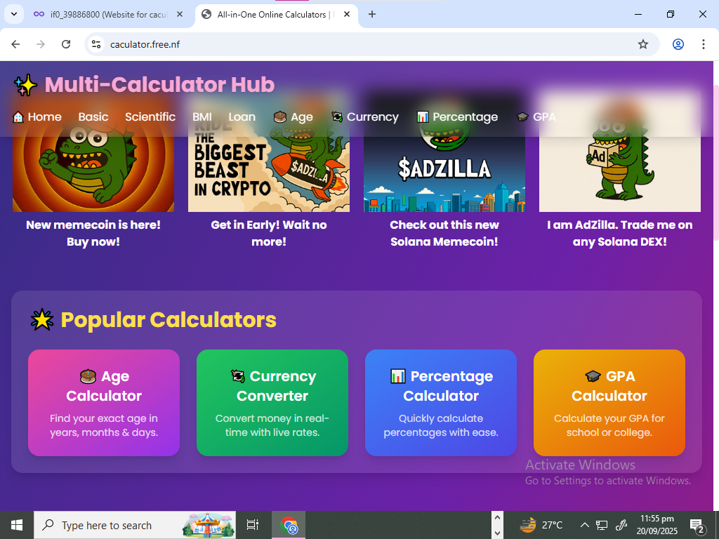 caculator.free.nf - In-One Online Calculators |みんなのための無料ツールメディア1