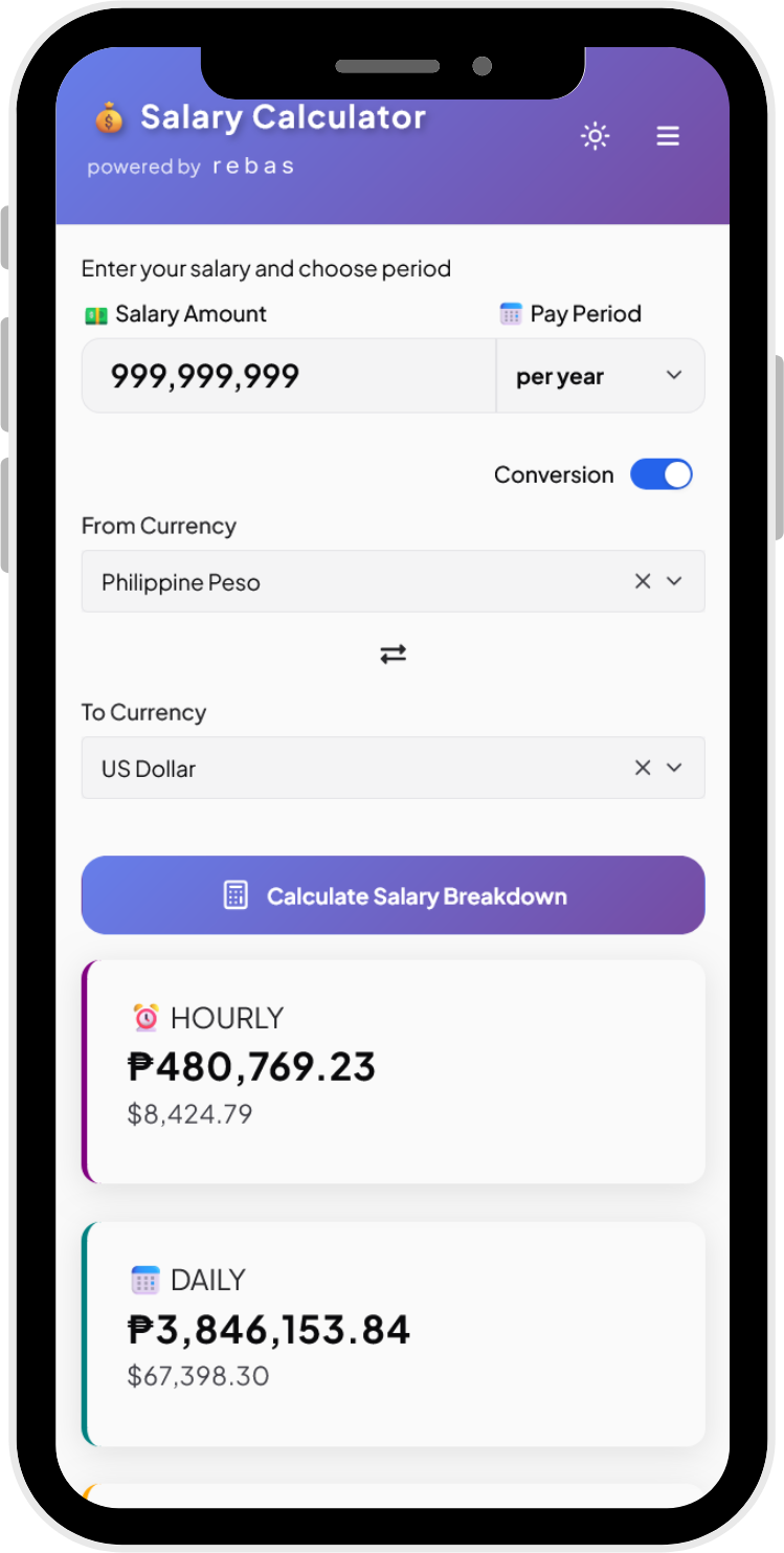 Média Calculatrice de salaire Rebas 3