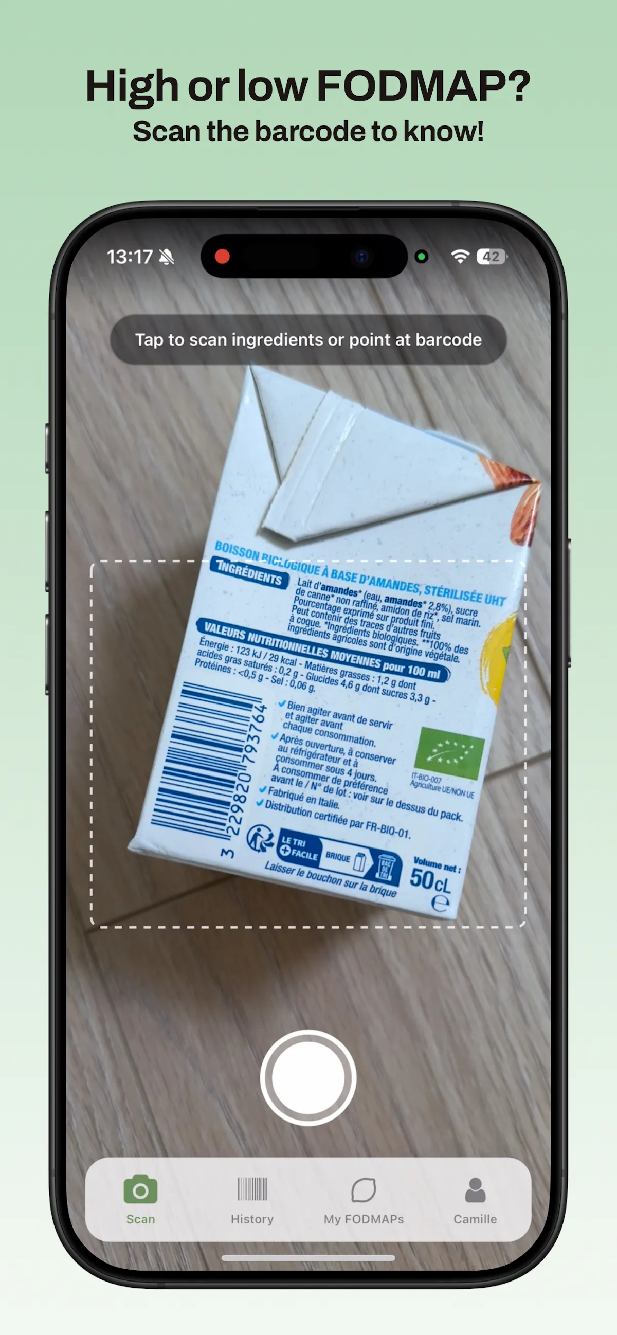 Belly Buddy: FODMAP scanner for IBS