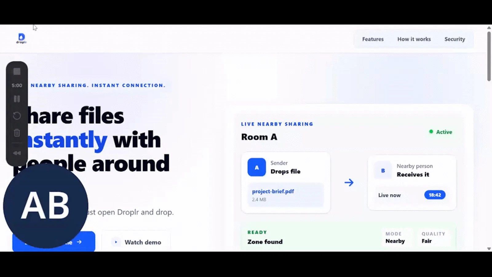 Droplr screenshot 1 (video preview)