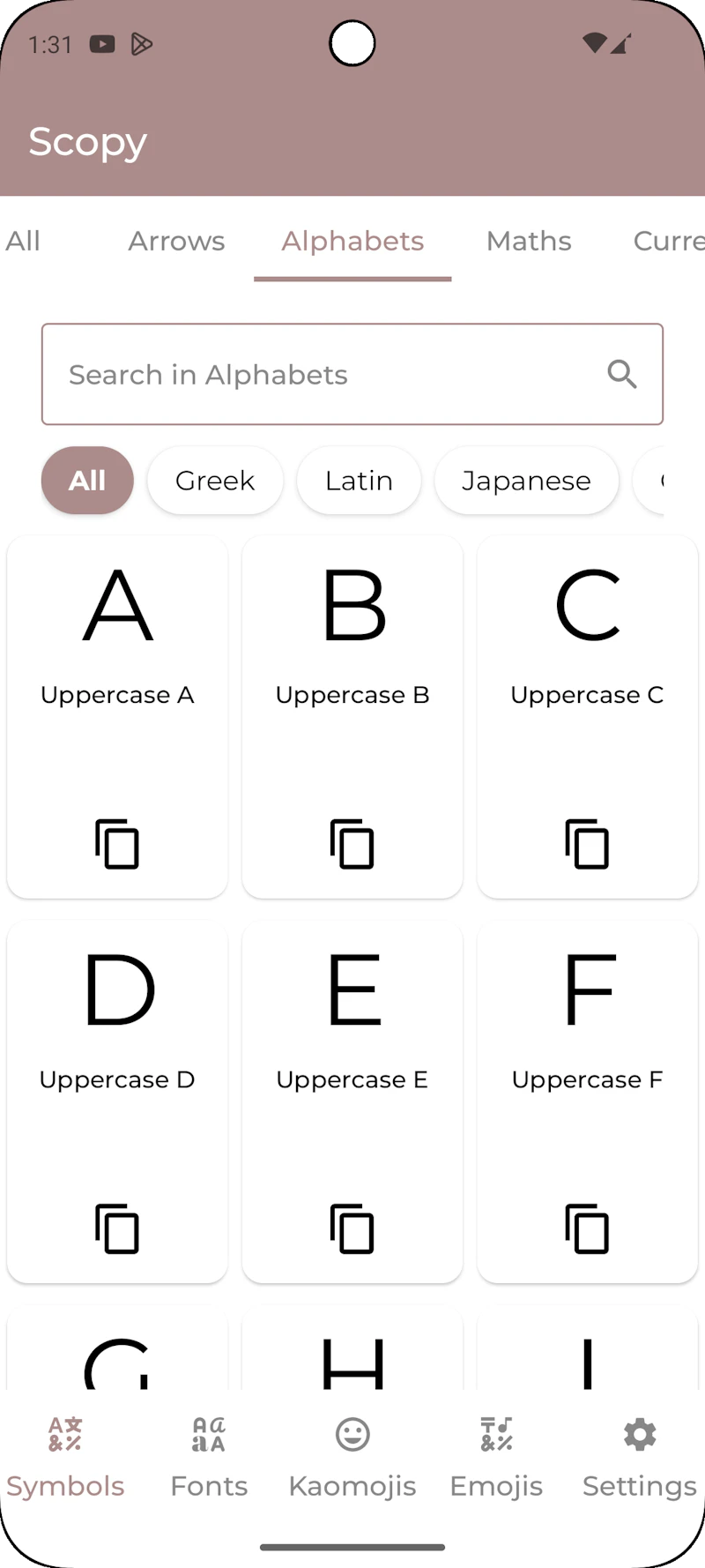 Scopy: Symbols, Fonts & Kaomojis screenshot 2