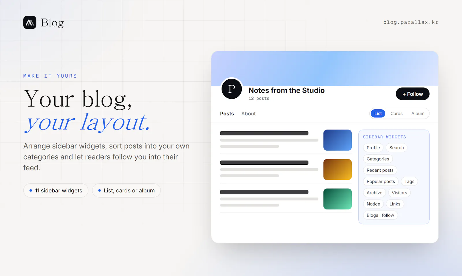 Parallax Blog screenshot 2