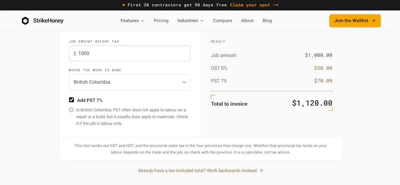 GST/HST Calculator screenshot 2