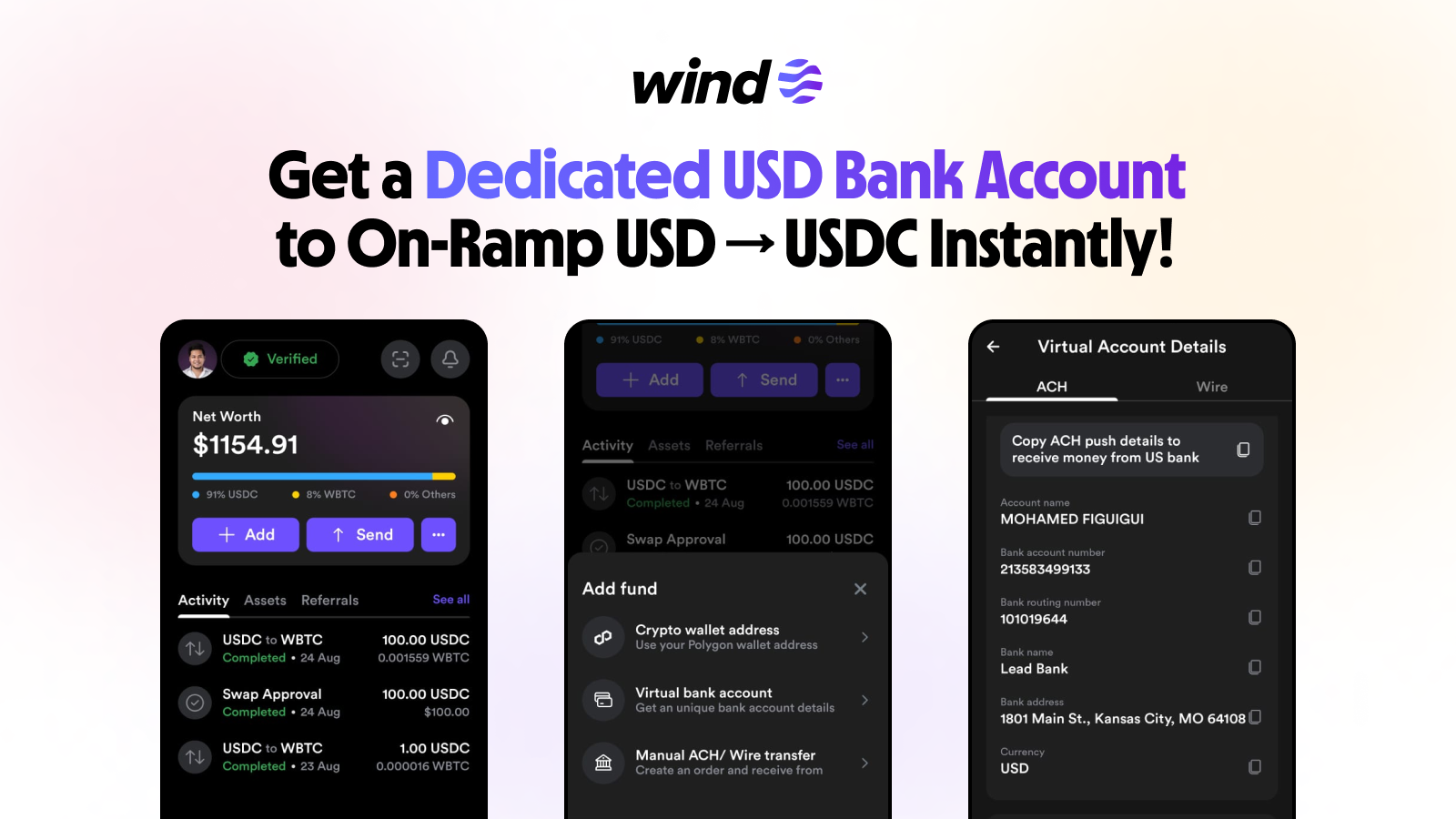 Virtual USD Bank Accounts by Wind