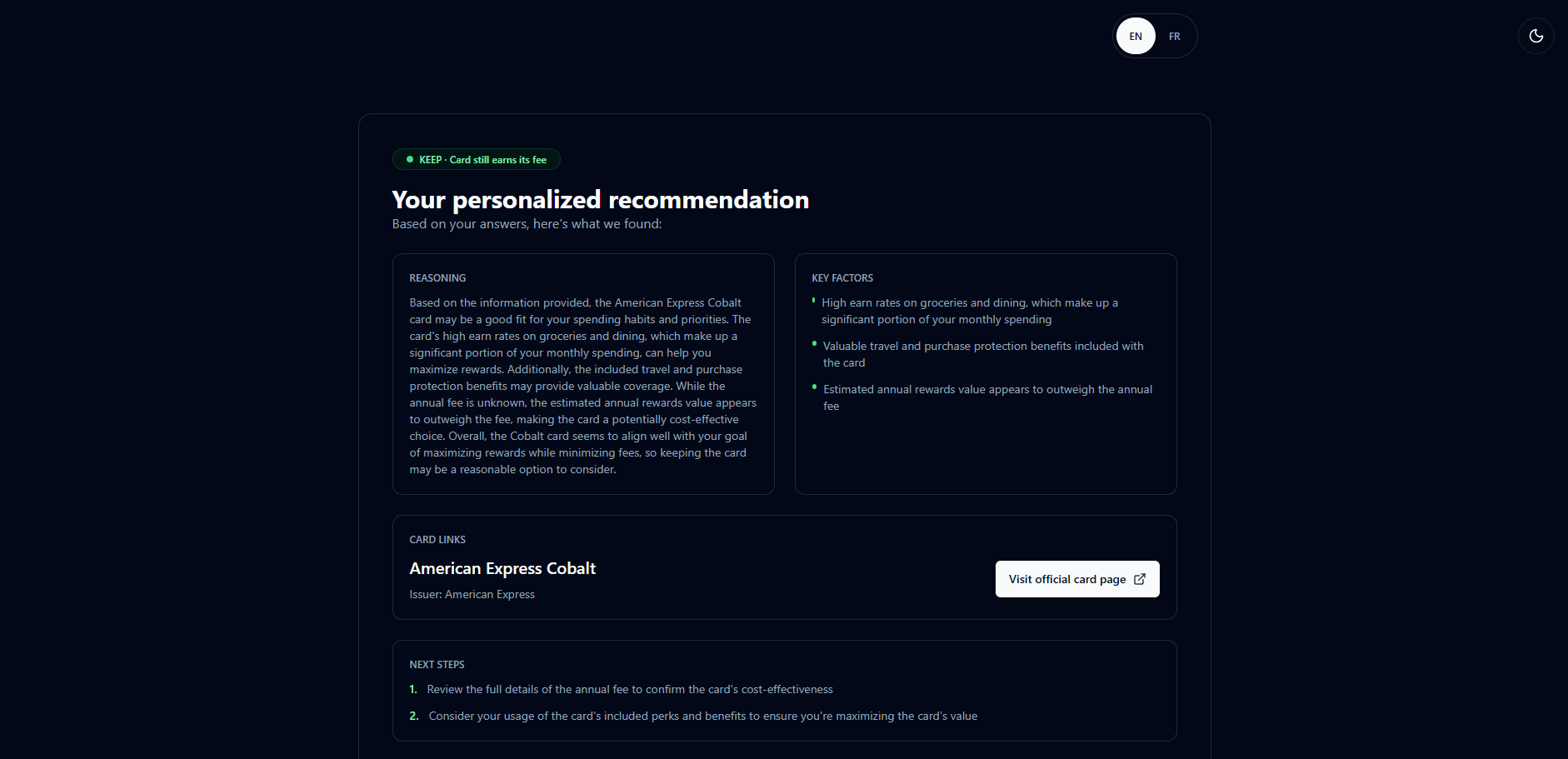 Worth My Credit Card - Screenshot 3 showing product features and functionality