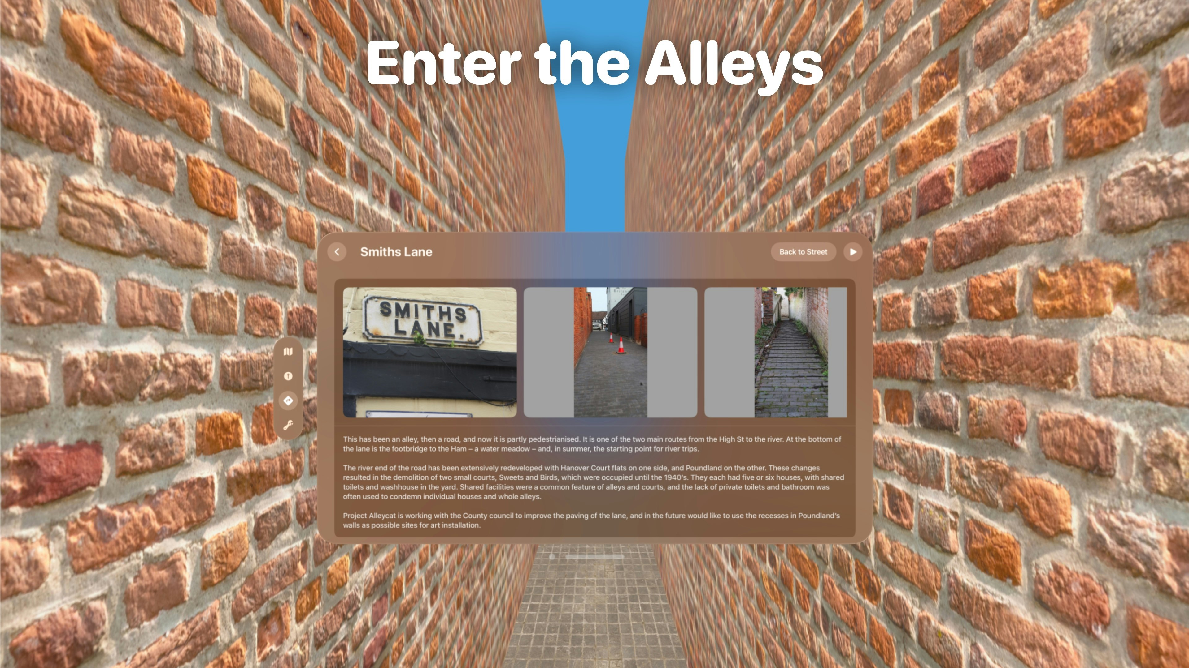 Alleycat de Proyecto - Explore los callejones históricos de Tewkesbury en Vision Pro media 6