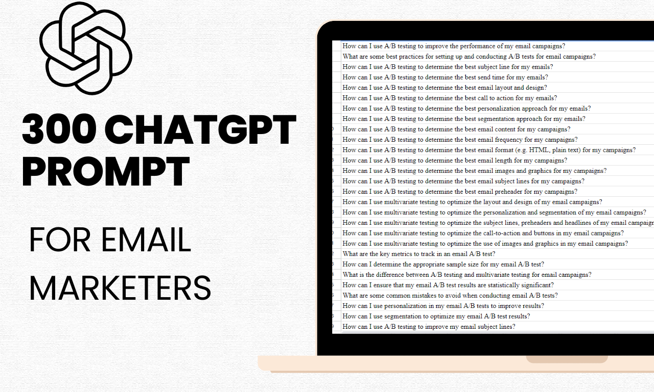 300 CHATGPT -Aufforderung für E -Mail -Vermarkter - Revolutionieren Sie Ihr E -Mail -Marketing mit ChatGPT -Eingabeaufforderungen Medien 1