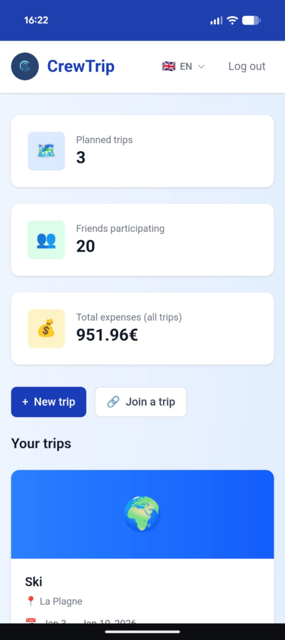 CrewTrip - Main product screenshot demonstrating key features and user interface