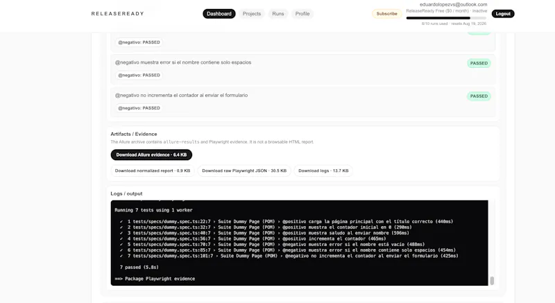 ReleaseReady for Playwright screenshot 3