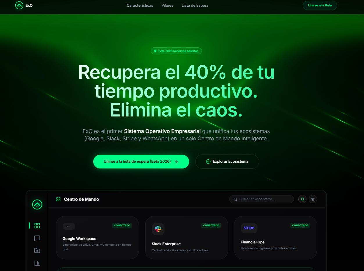 ExO - Main product screenshot demonstrating key features and user interface