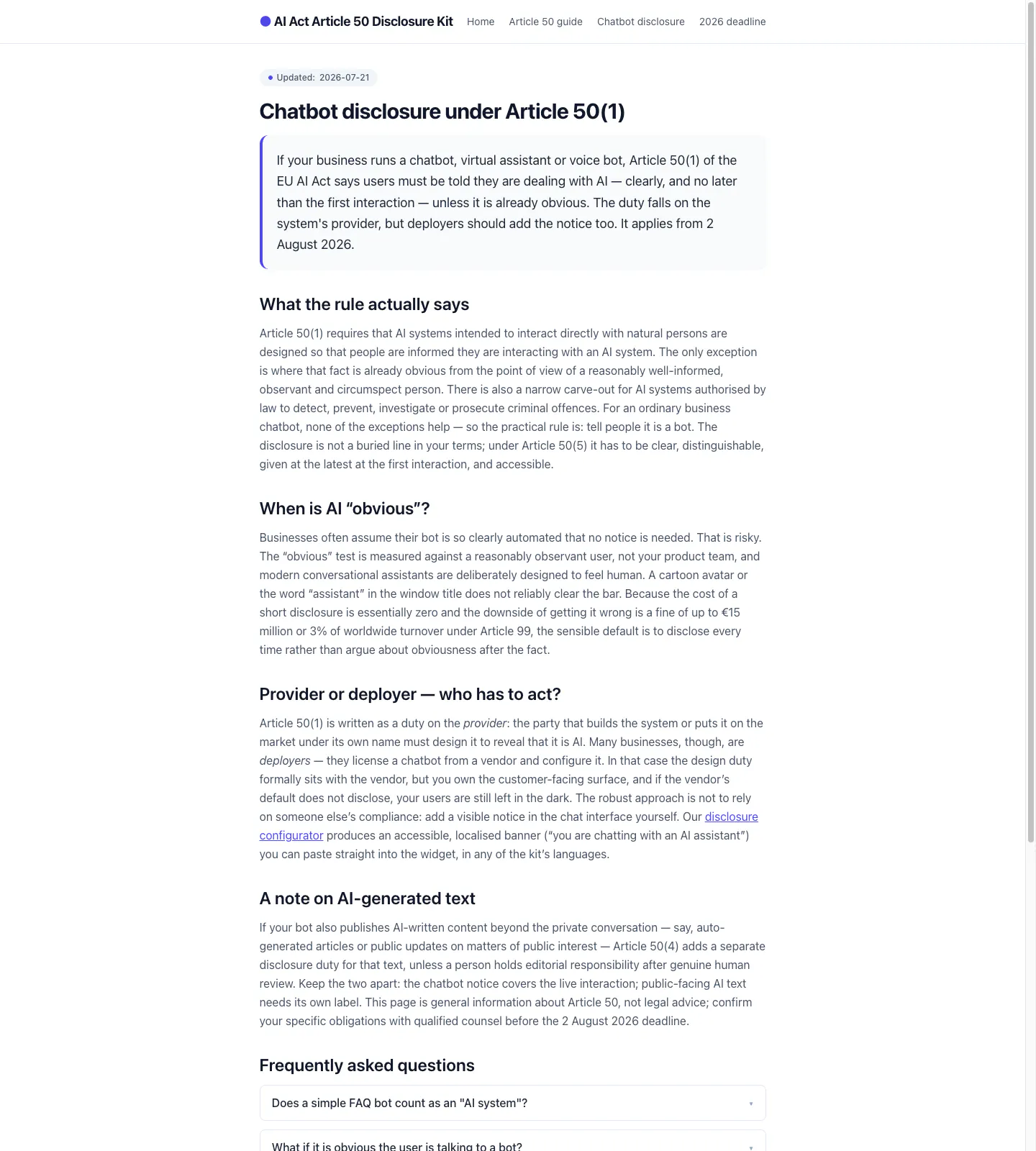AI Act Article 50 Disclosure Kit gallery image