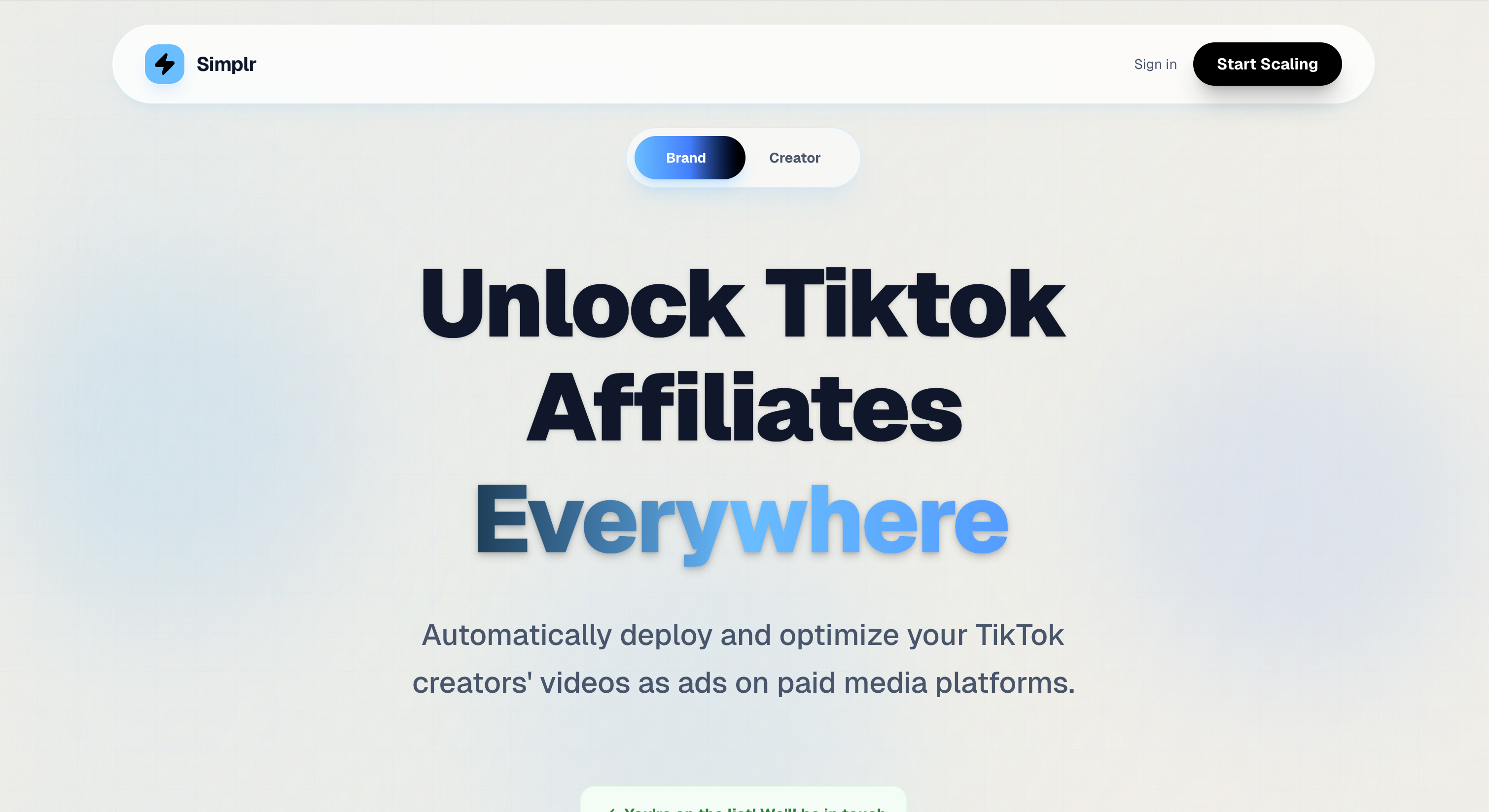 Simplr - Main product screenshot demonstrating key features and user interface
