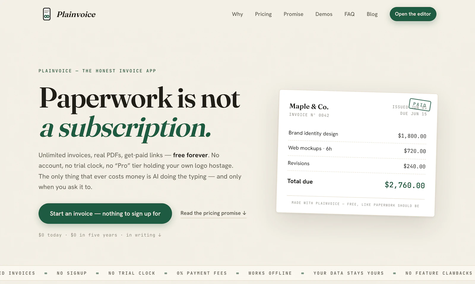 Plainvoice screenshot 1