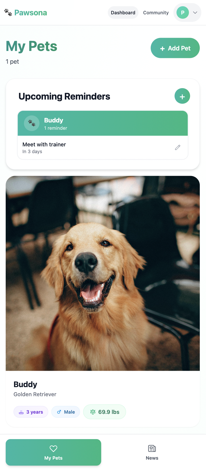 Pawsona - Screenshot 2 showing product features and functionality