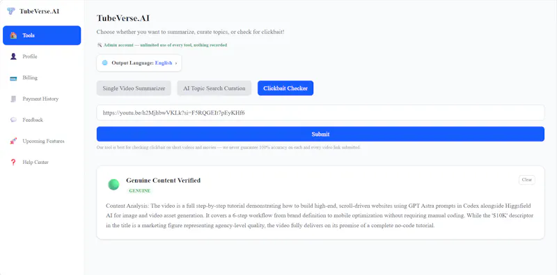 TubeVerse.AI screenshot 3