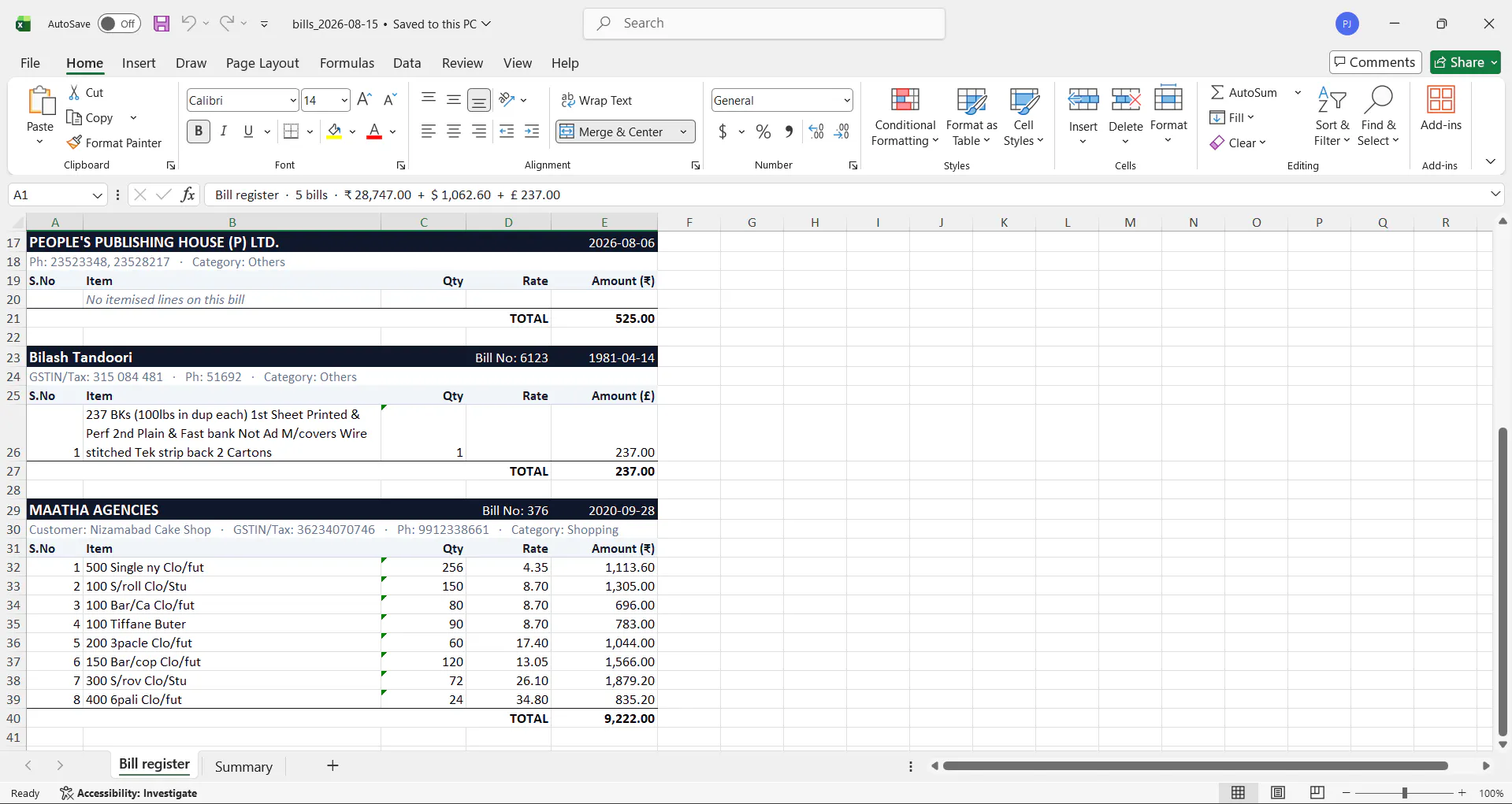 Bill to Excel gallery image