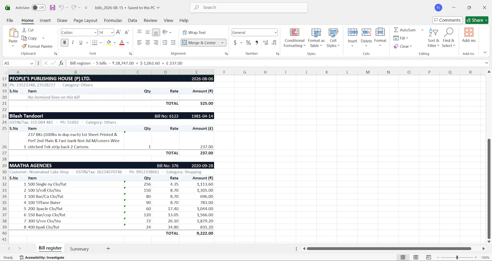 Bill to Excel screenshot 7