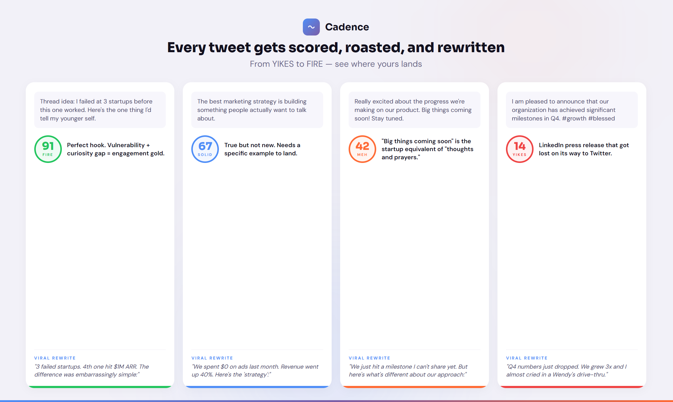 Cadence Tweet Roaster - Screenshot 3 showing product features and functionality