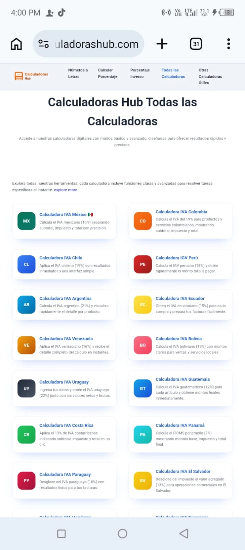 Calculadoras Hub screenshot 4