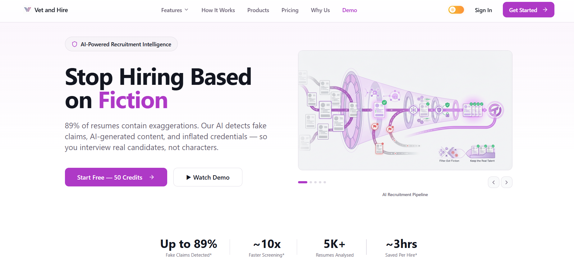 Vet and Hire - Main product screenshot demonstrating key features and user interface