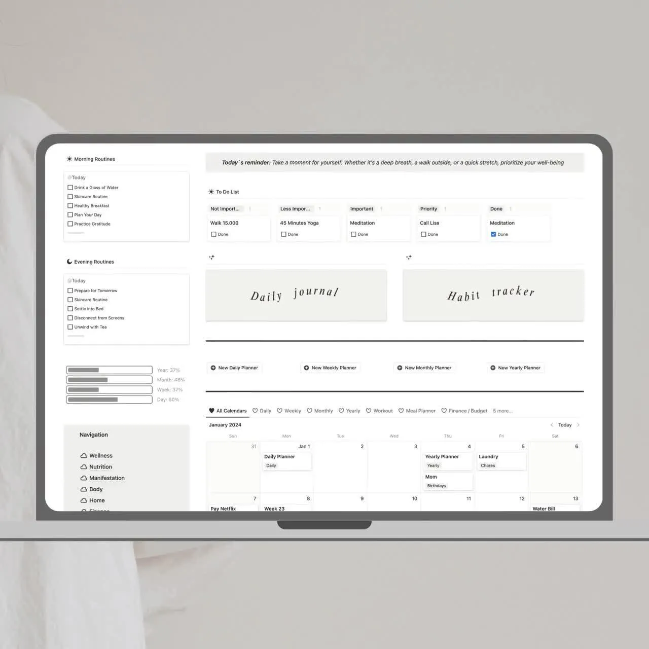 Cream Linen Digital Planner UI gallery image