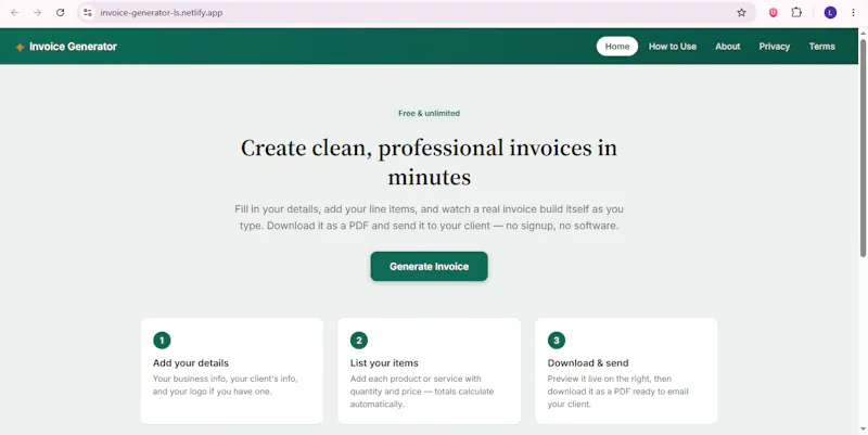 Free Invoice Generator screenshot 1
