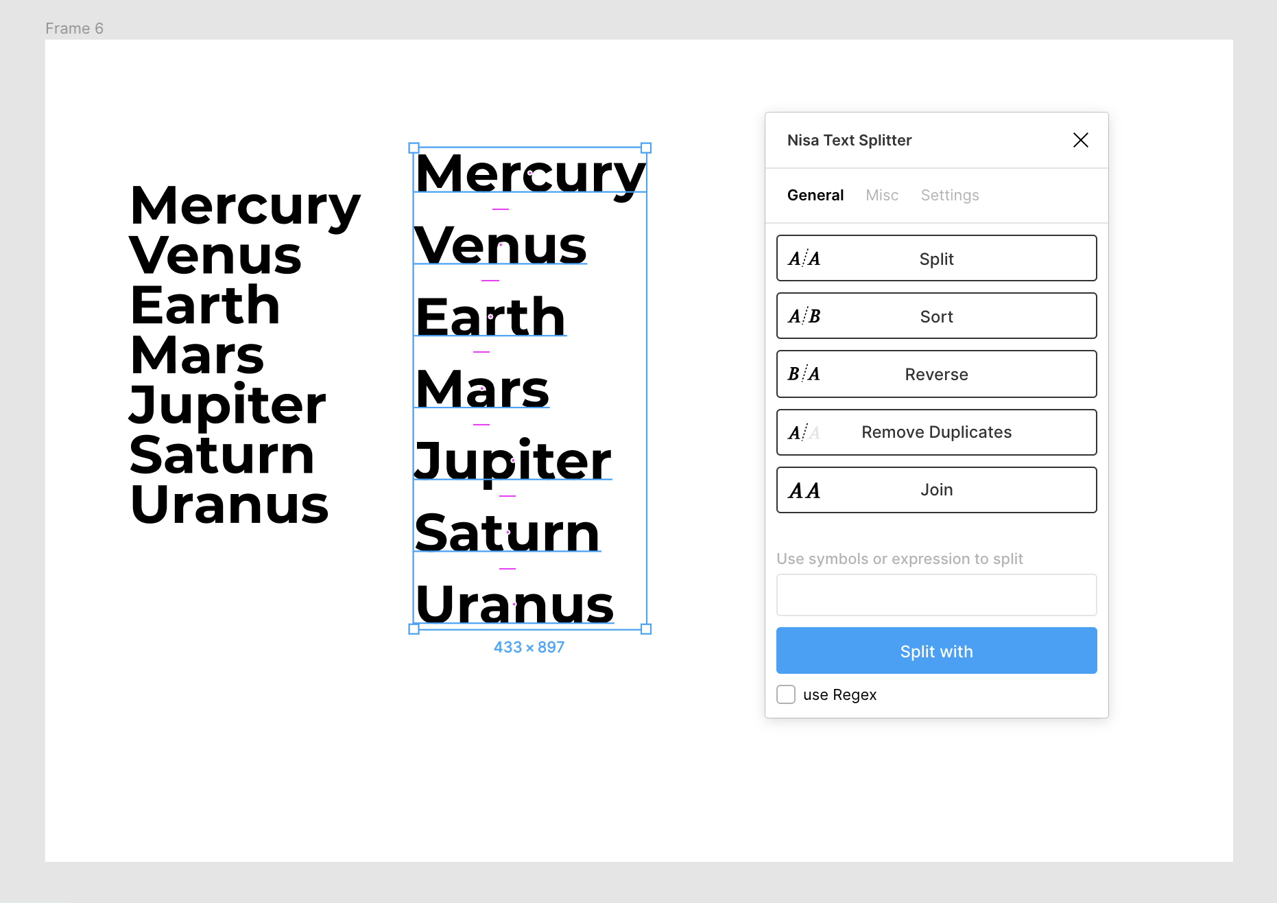 Nisa Text Splitter [Figma Plugin] gallery image