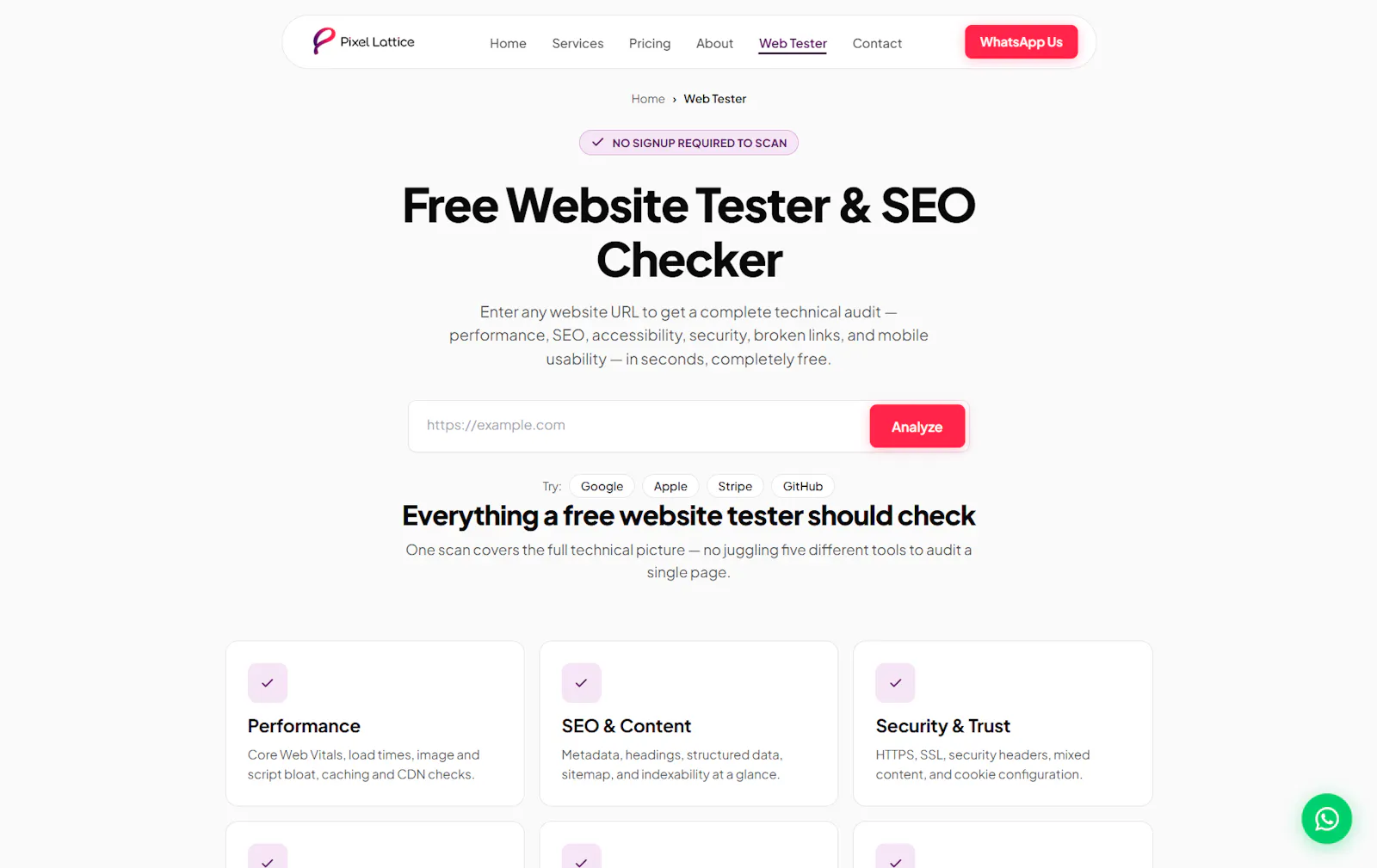 Pixel Lattice Web Tester screenshot 1