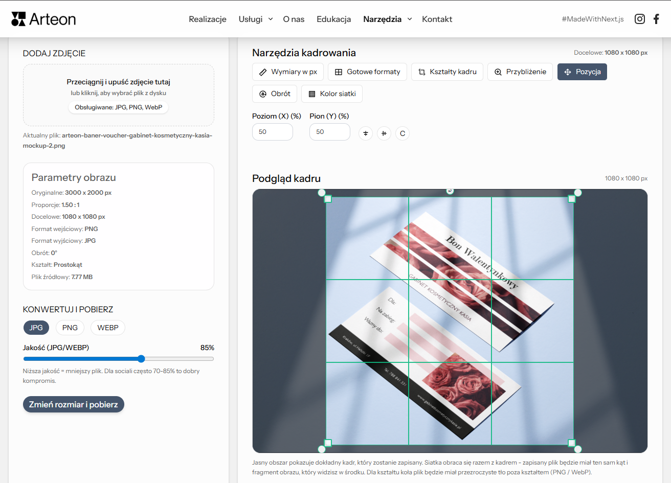 Free online Image Resize & Crop Tool - Main product screenshot demonstrating key features and user interface