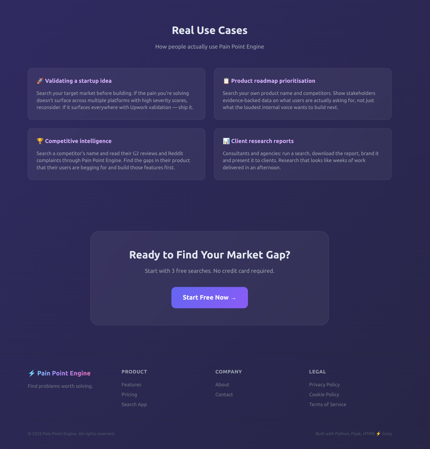 Pain Point Engine Market Gaps Research gallery image