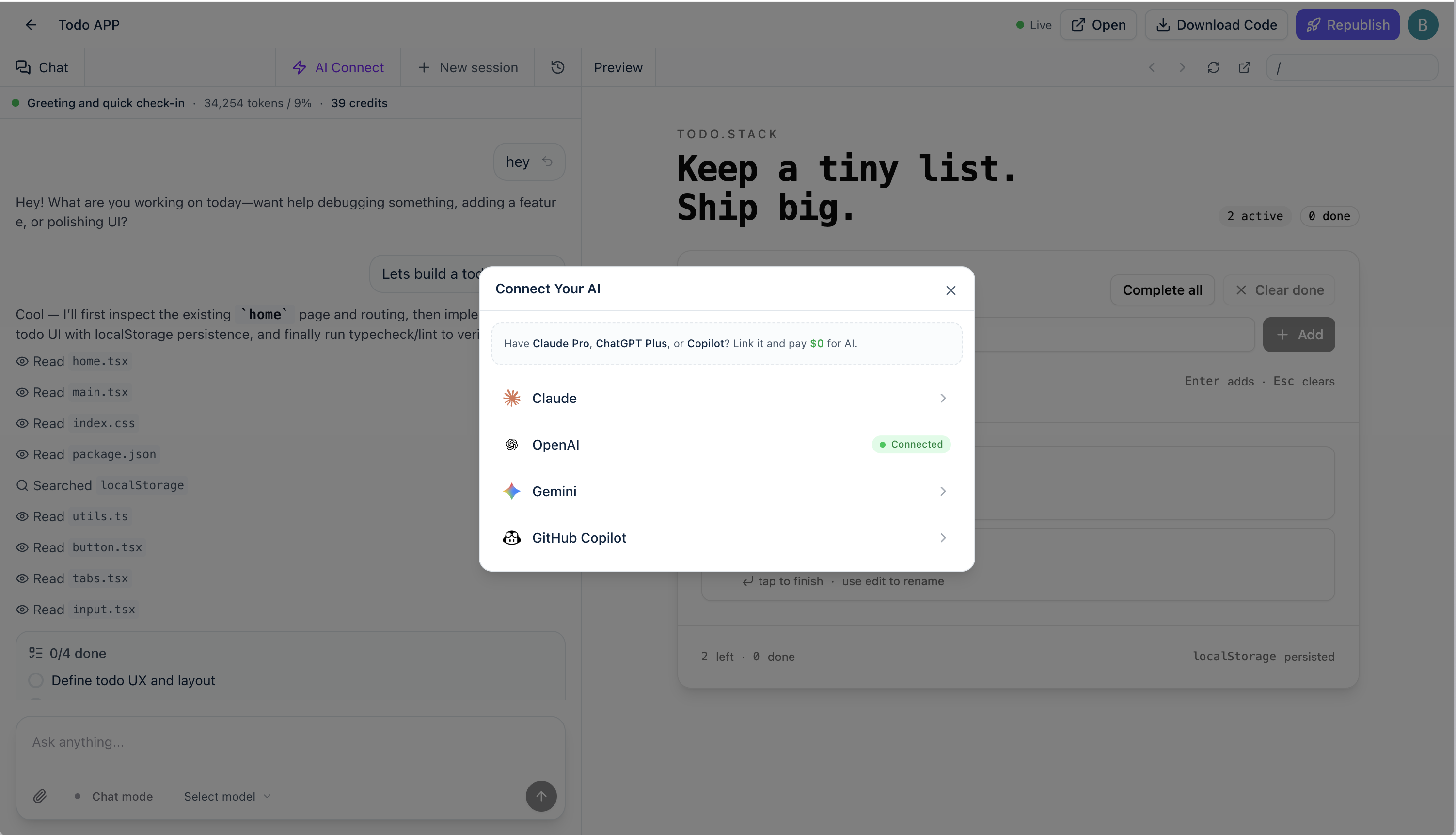 Open Source Lovable - bring your AI gallery image
