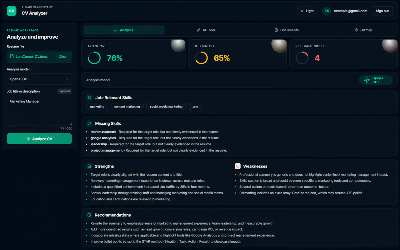Founder @ CV Analyzer AI screenshot 2