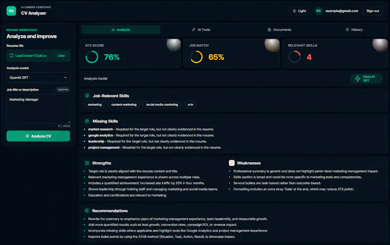Founder @ CV Analyzer AI screenshot 2