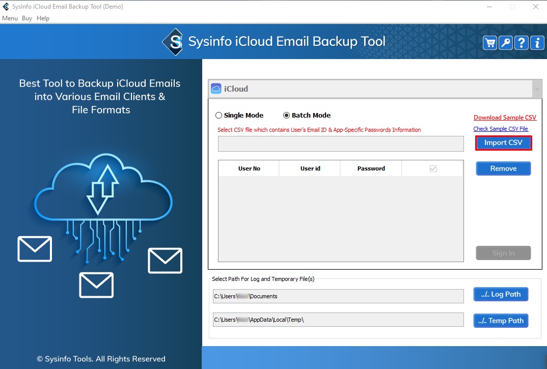 Sysinfo Strumento di backup e -mail iCloud media 2