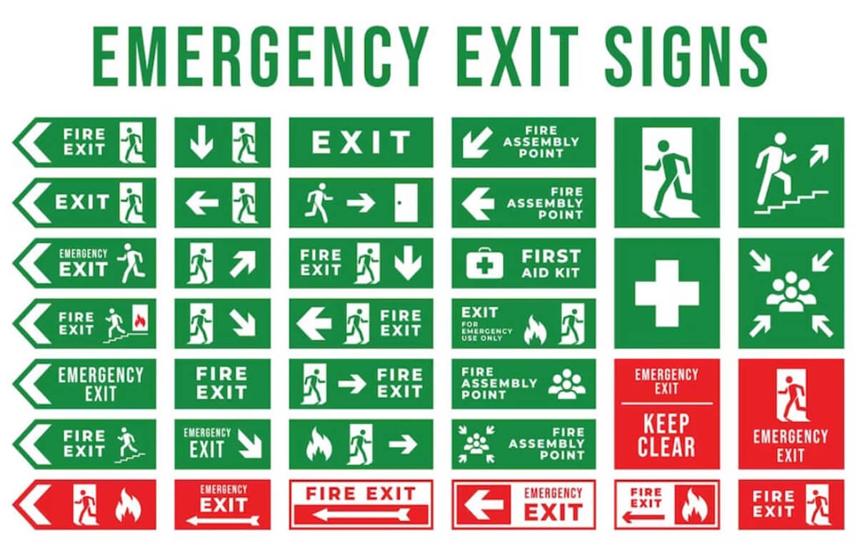 48 segni di uscita di emergenza Blocchi CAD media 1