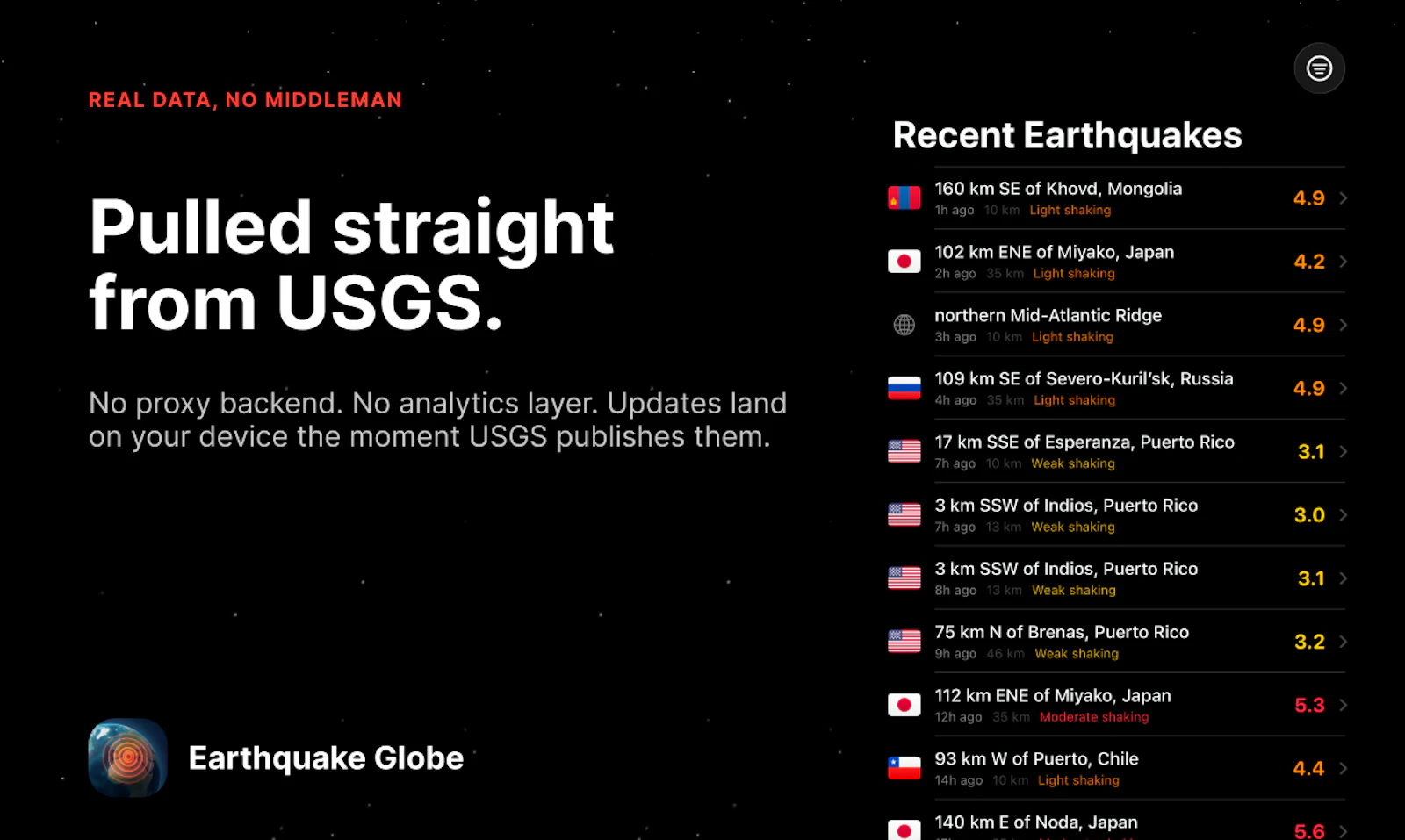 Earthquake Globe screenshot 3