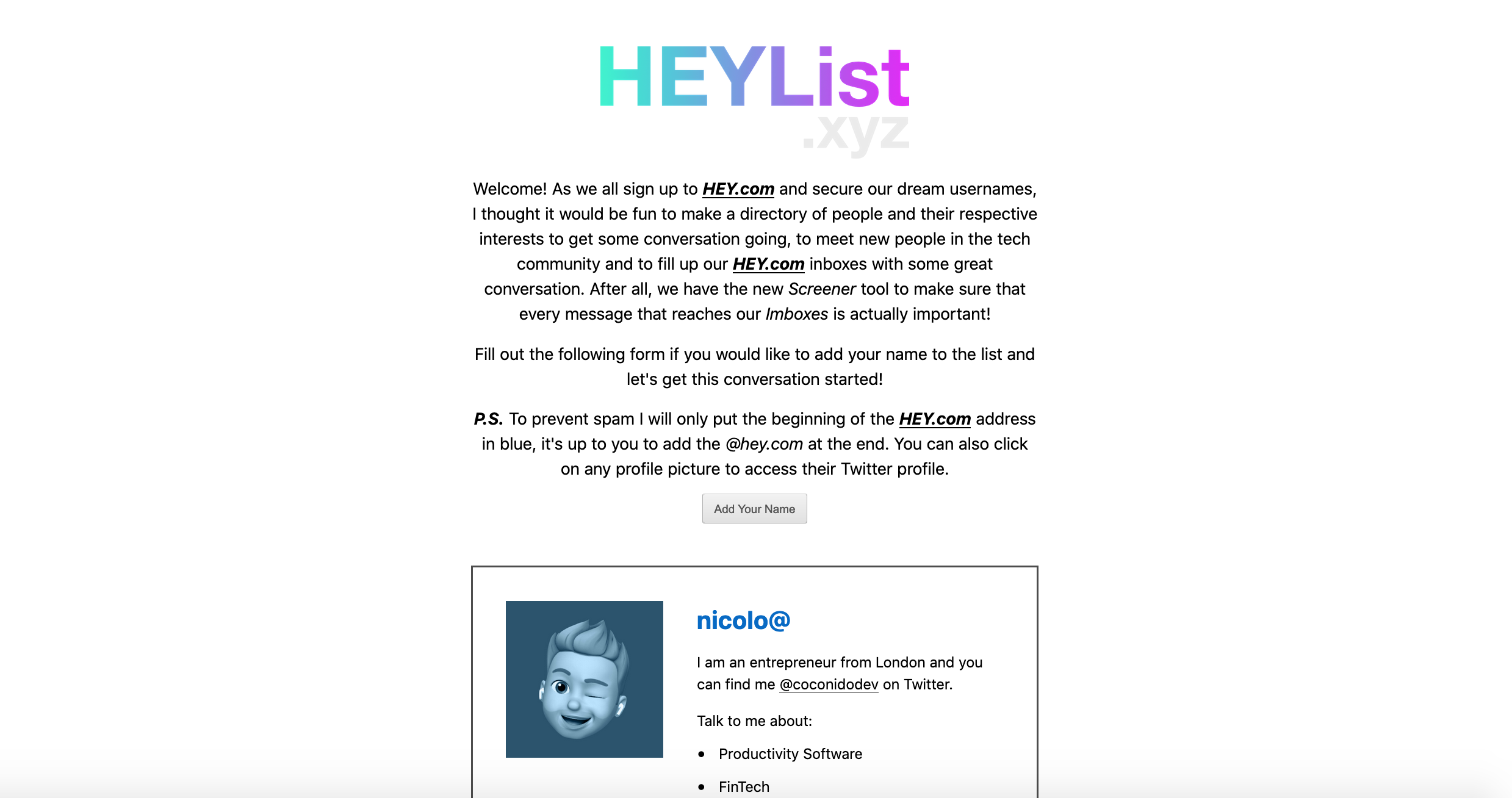 HEYList.xyz gallery image