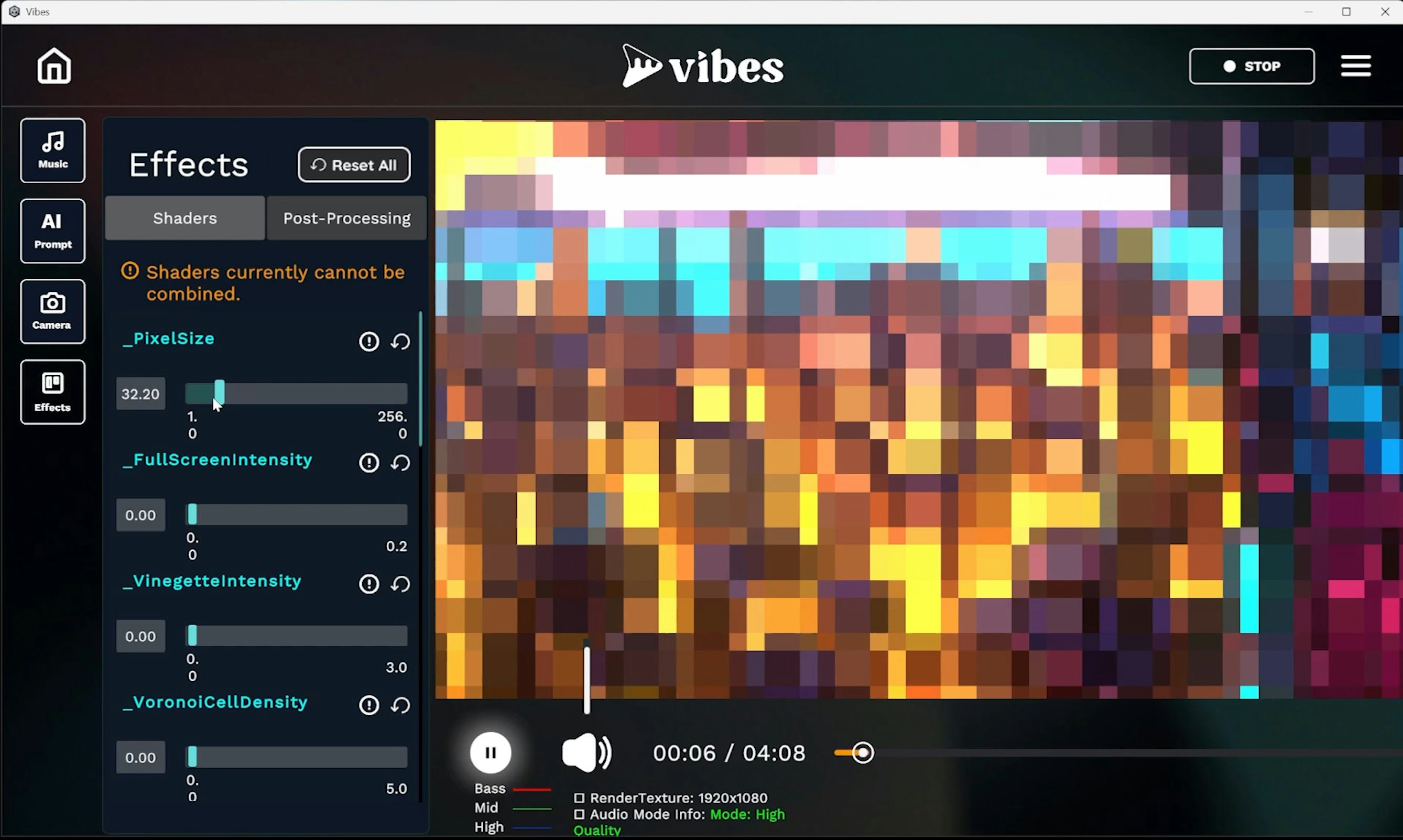 Mídia 5 de Vibrações - em breve - Crie visuais reativos à música em segundos