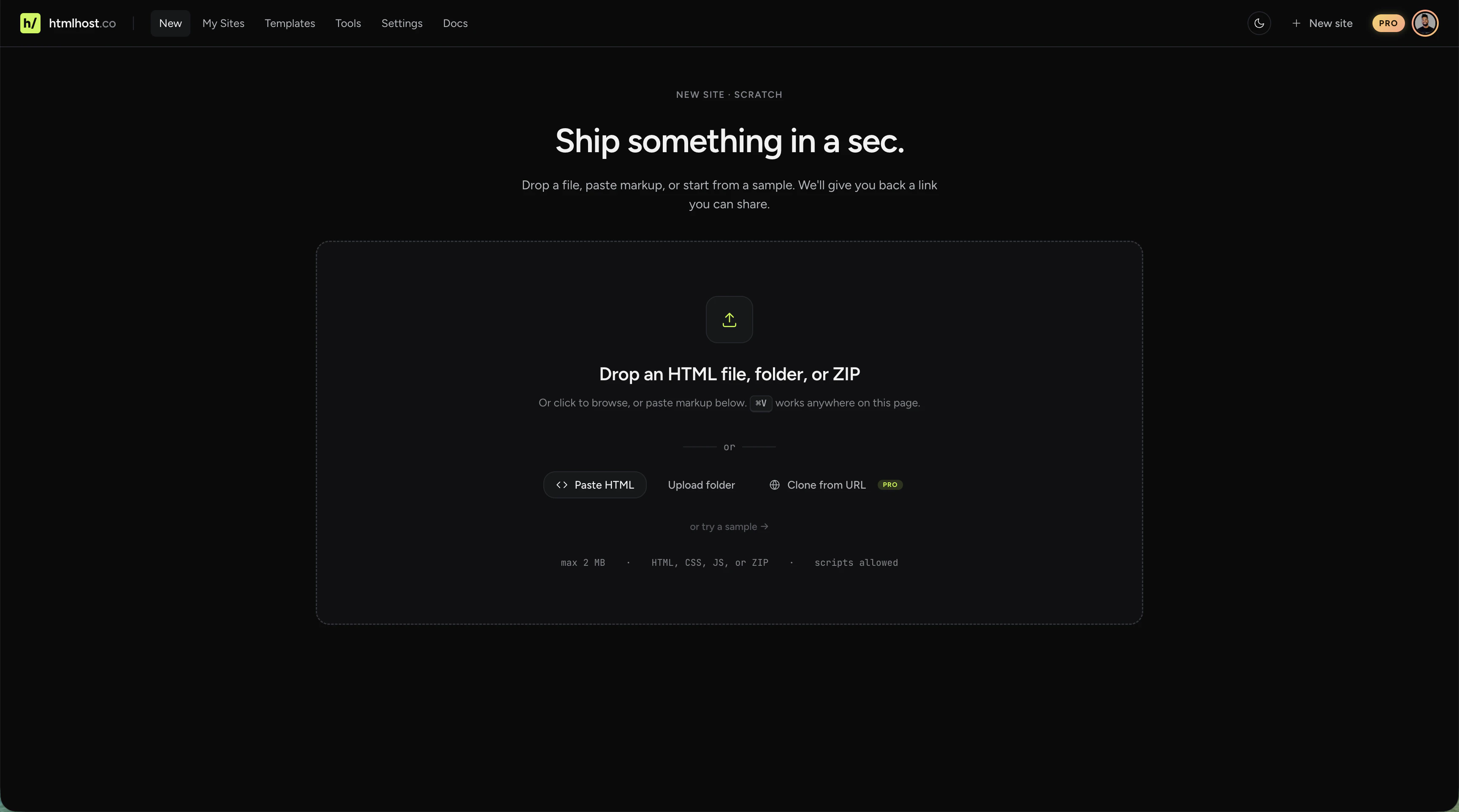 htmlhost.co screenshot 2