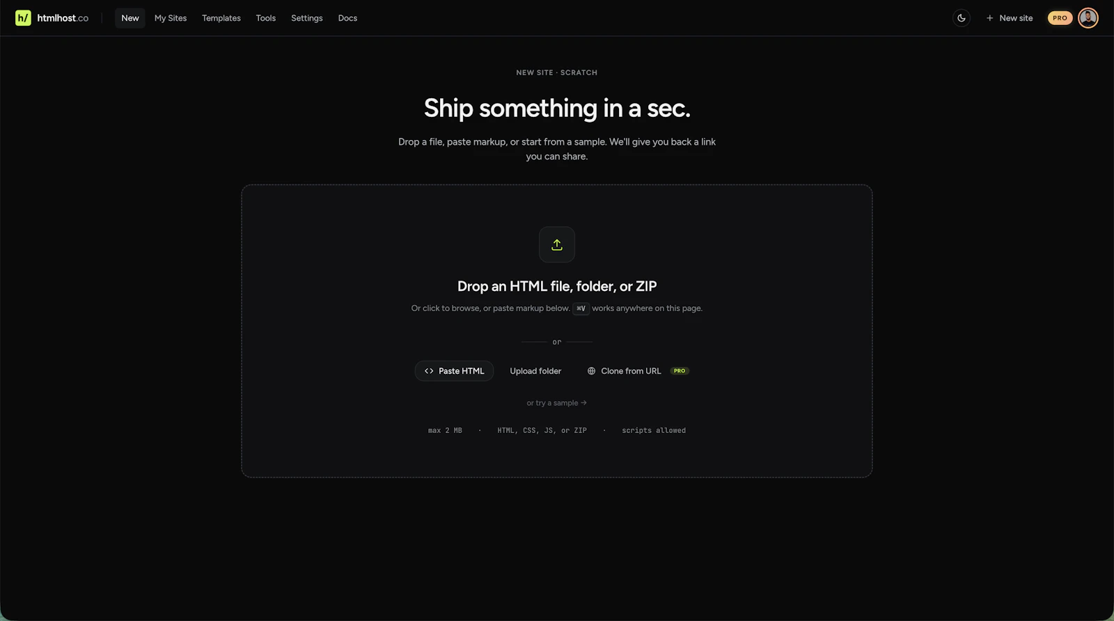 htmlhost.co screenshot 2