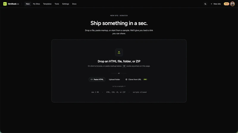 htmlhost.co screenshot 2