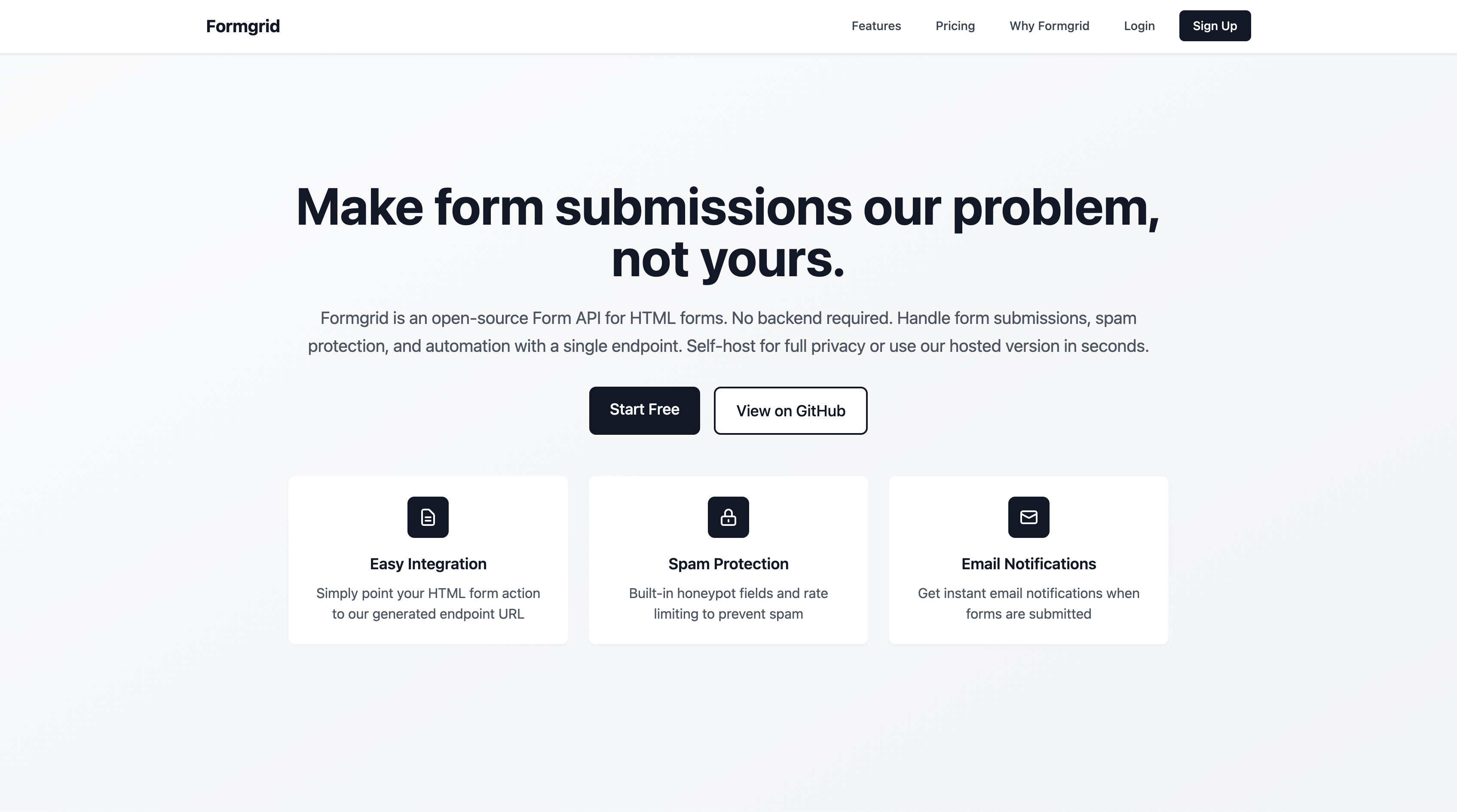 Formgrid:Open-source form submission API gallery image