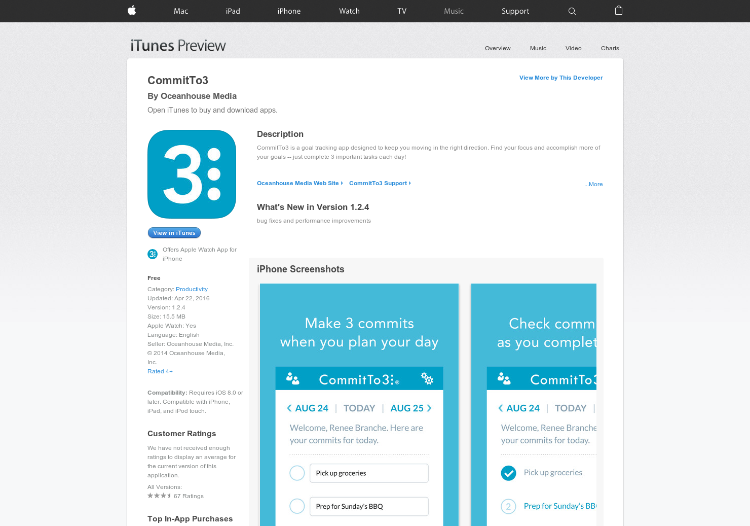 CommitTo3 for Apple Watch