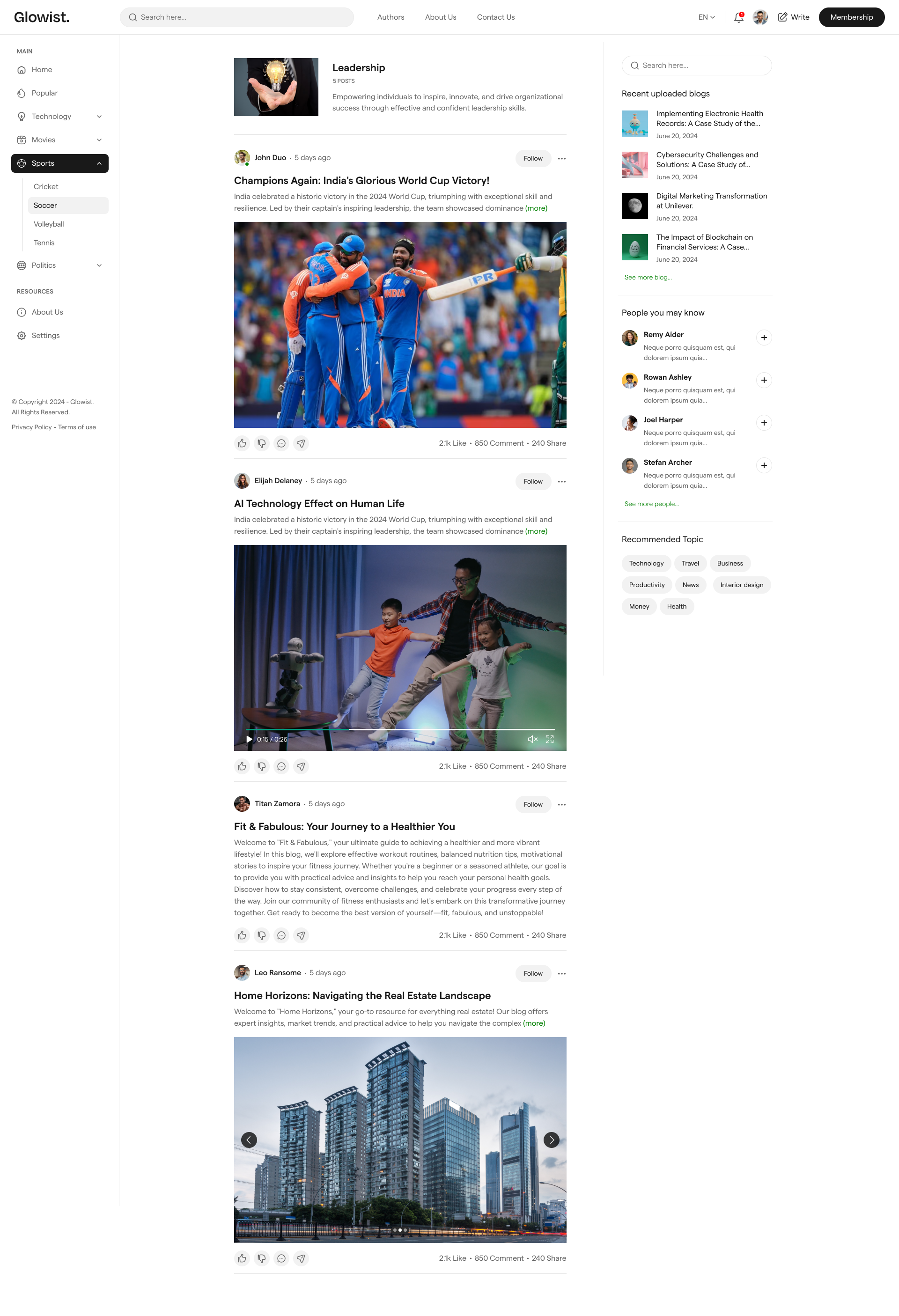 Glowist：博客网站模板html media 27