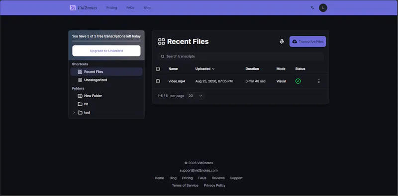 Vid2notes screenshot 3
