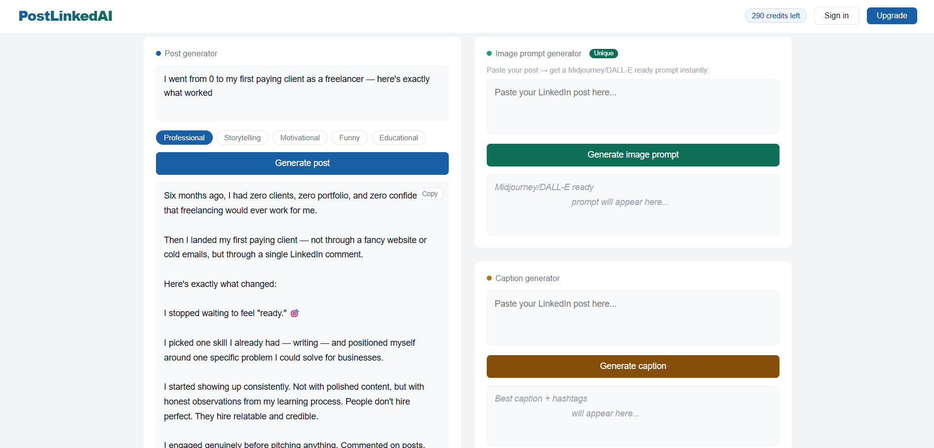 PostLinkedAI gallery image