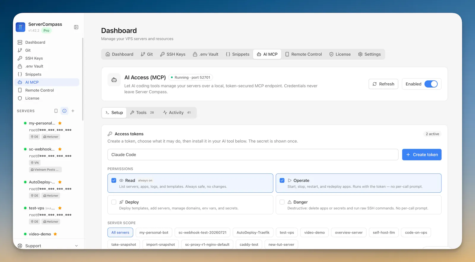 Server Compass 1.42 - Vercel UX + AI MCP screenshot 3