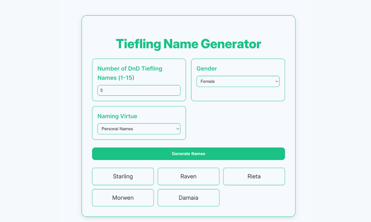 Tiefling Names Generator - D&D gallery image